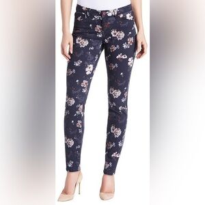 Vintage America Blues Floral Skinny Jeans | Dark Wash | Size 10